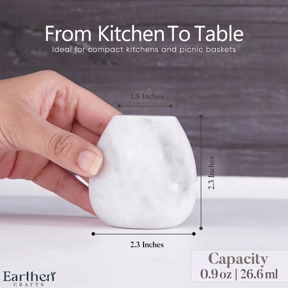 Handmade Marble Salt And Pepper Shakers Set Natural Stone Kitchen