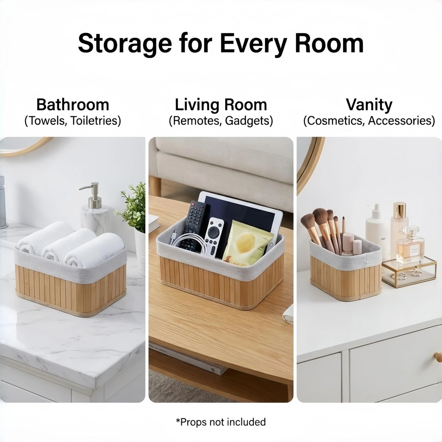Bamboo Storage Baskets With Removable Washable Liners