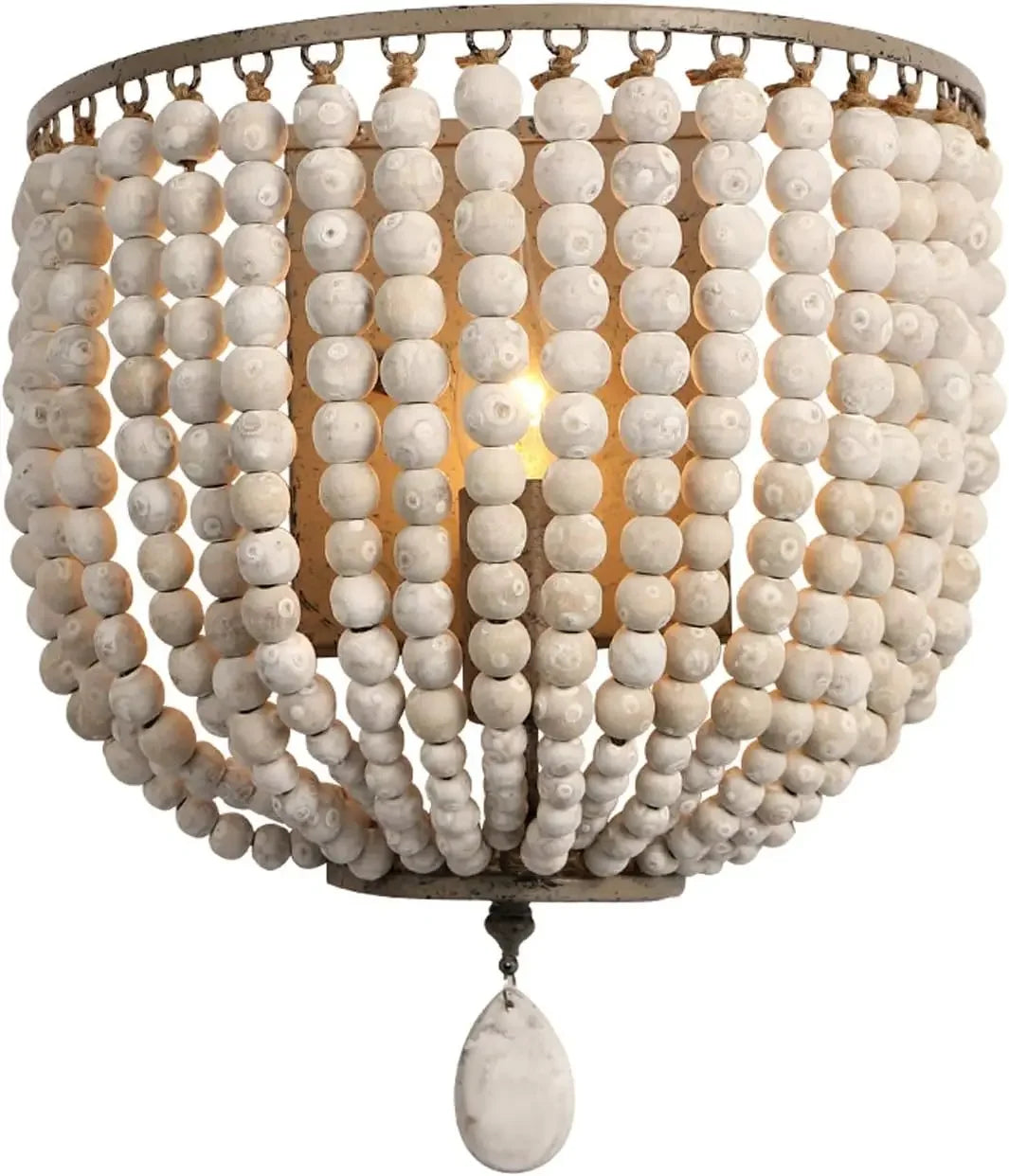 Industrial Retro Wood Beads Wall Light E14 Fixture