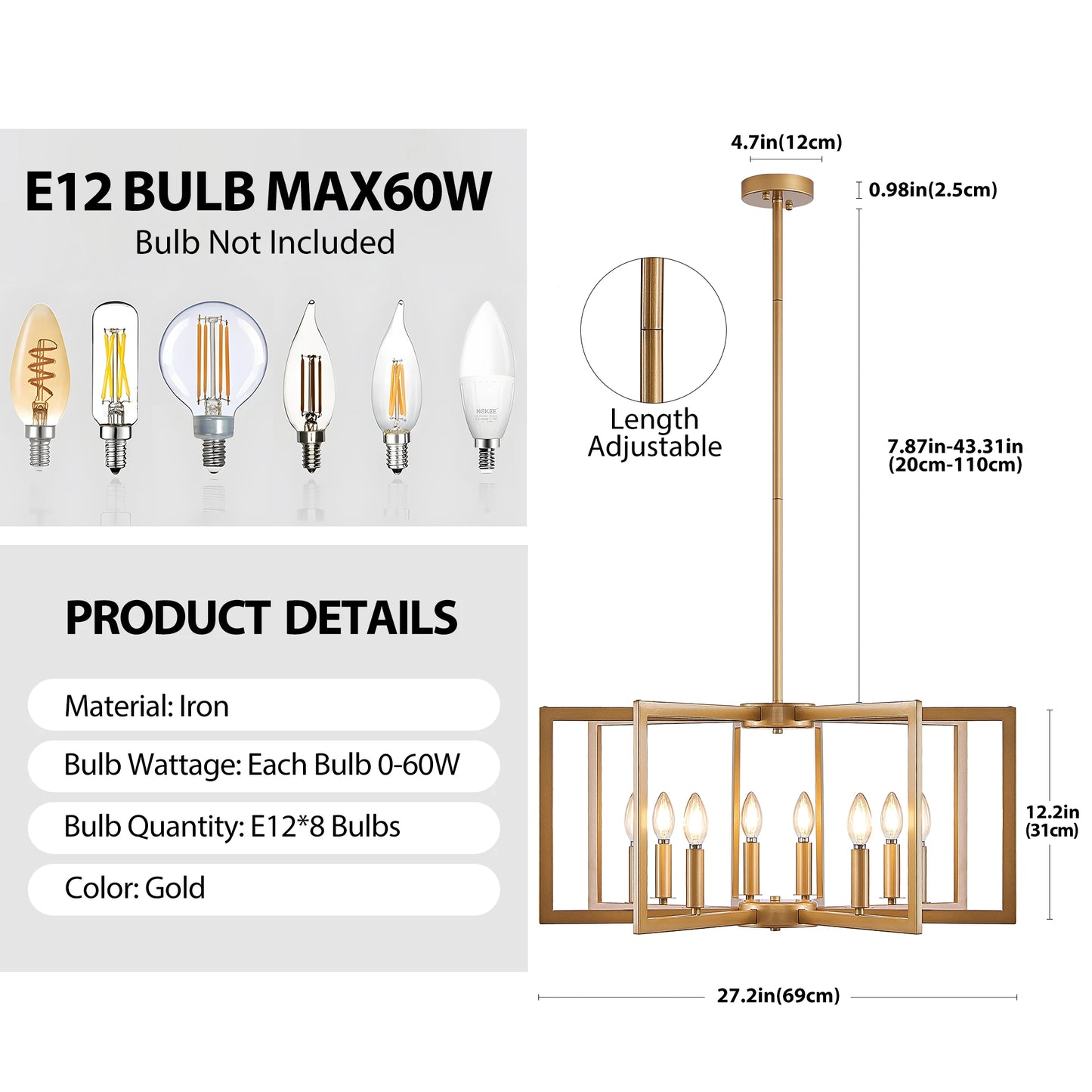 ARLGSITE Geometric Pendant Light Chandelier Industrial Metal Fixture