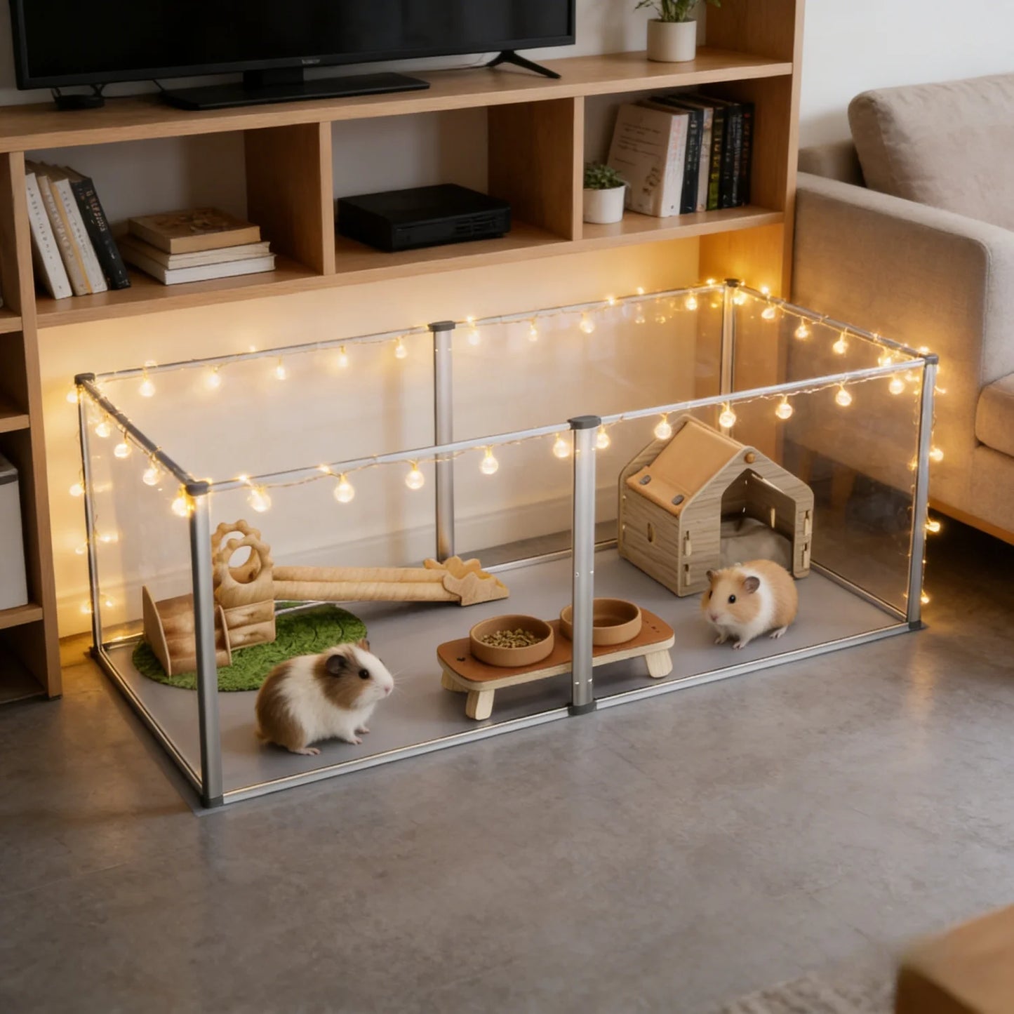 Six Panel Plastic Hamster Play Pen Enclosure For Indoor Use