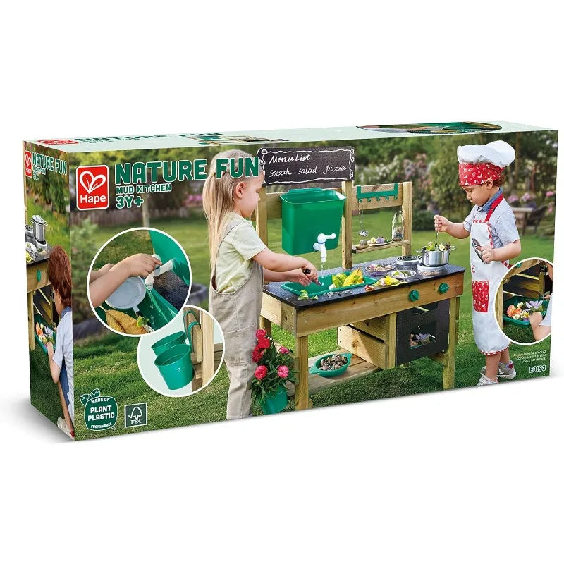 Outdoor Mud Kitchen Wooden Toy Playset With Accessories