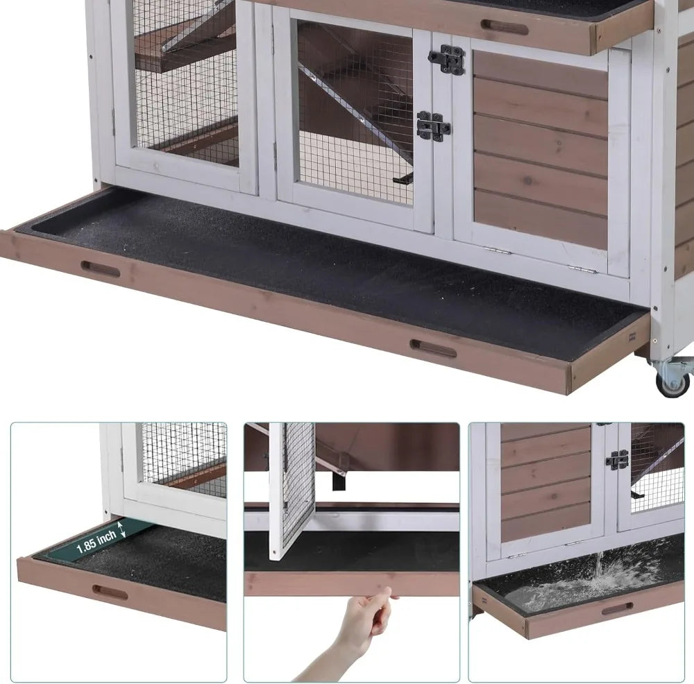 Rabbit Hutch Indoor Bunny House Guinea Pig Cage With Trays