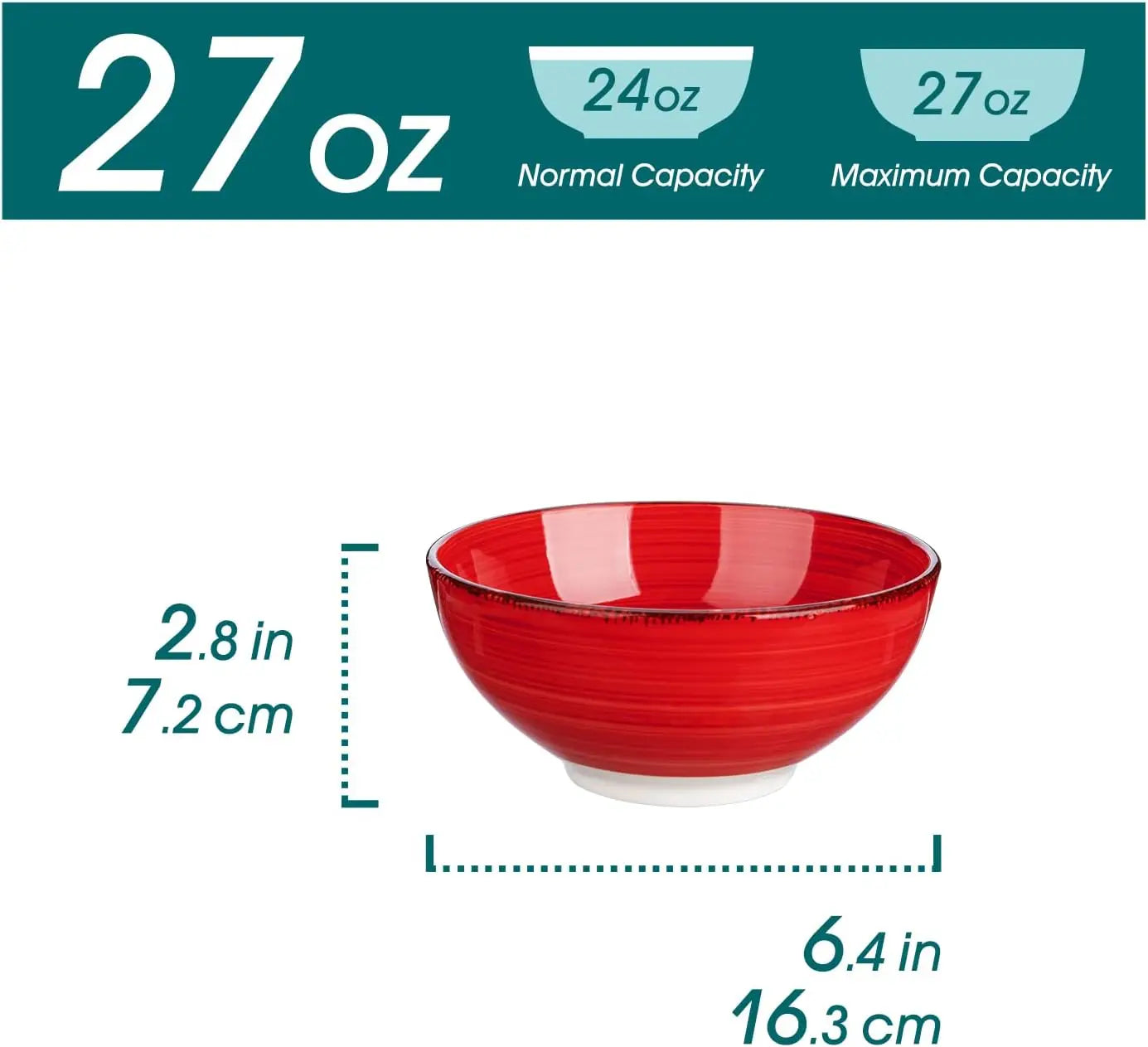 Six-Piece Colorful Ceramic Soup Bowls Set Microwave Dishwasher Safe