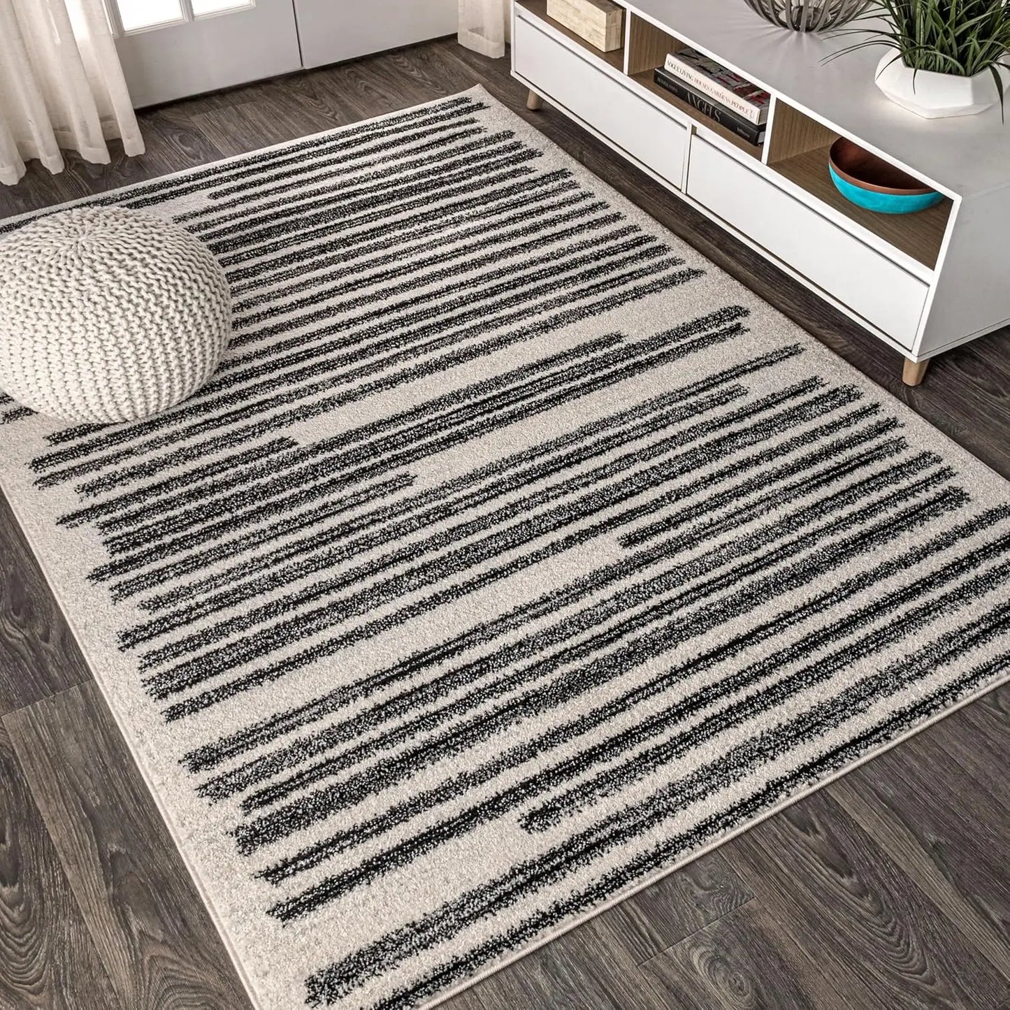 Modern Berber Stripe Indoor Rug For Living Room Pet Friendly And Easy Clean