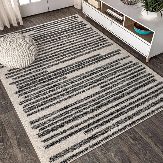 Modern Berber Stripe Indoor Rug For Living Room Pet Friendly And Easy Clean