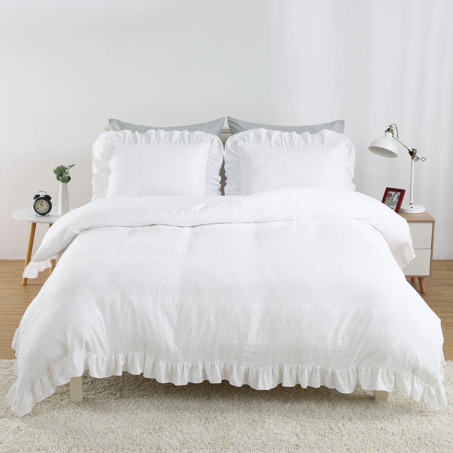 Lotus Leaf Edge Duvet Cover Set Polyester Bedding 3 Piece