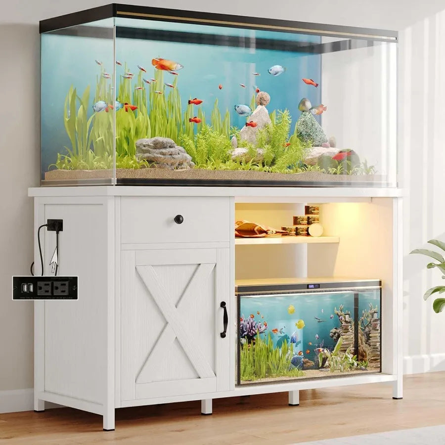 Fish Tank Stand With LED Light And Power Outlets