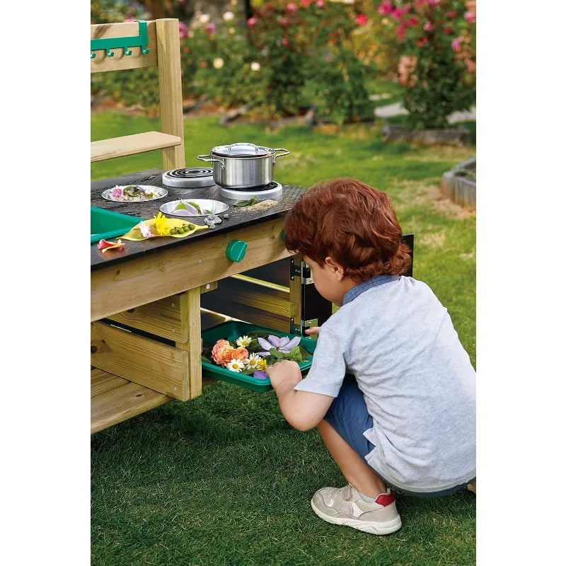 Outdoor Mud Kitchen Wooden Toy Playset With Accessories