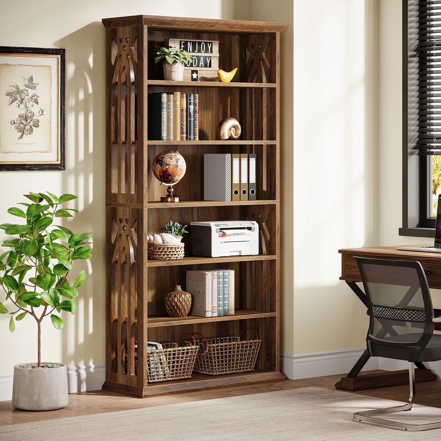 Tribesigns 6-Tier Wood Bookshelf Freestanding Bookcase