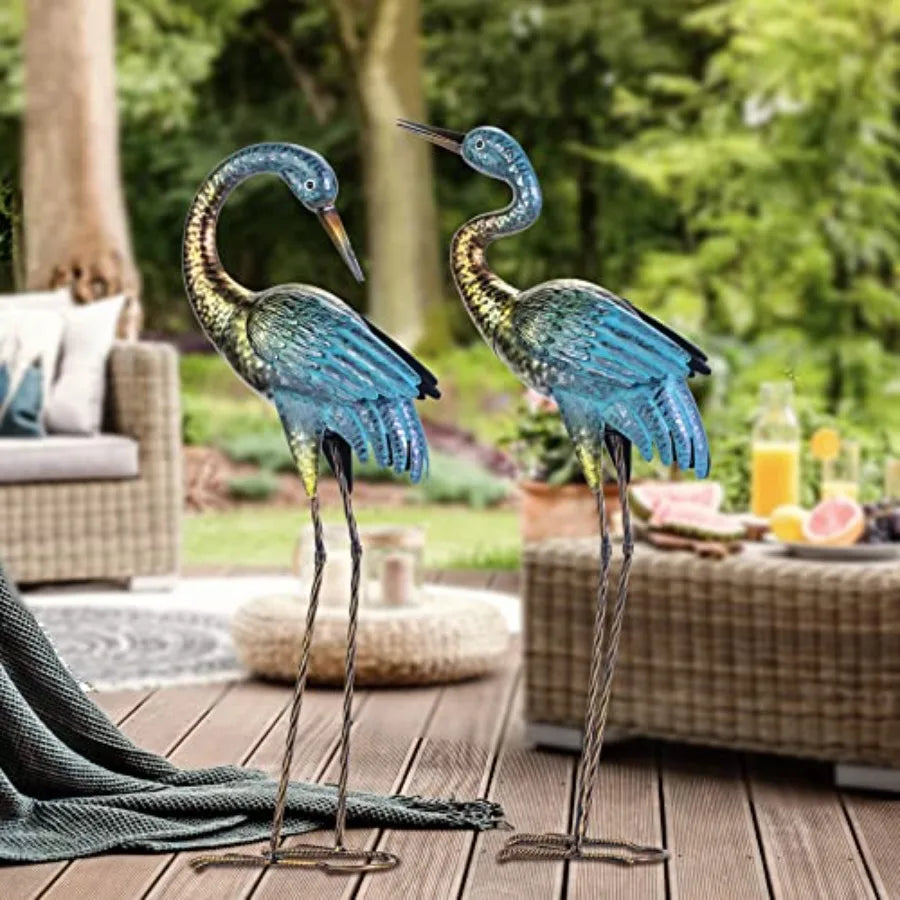 SHXI Outdoor Garden Crane Statues Heron Yard Art Metal Sculpture