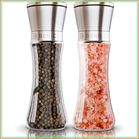 Salt And Pepper Grinder Set, Adjustable Coarseness, Stainless Steel Ceramic