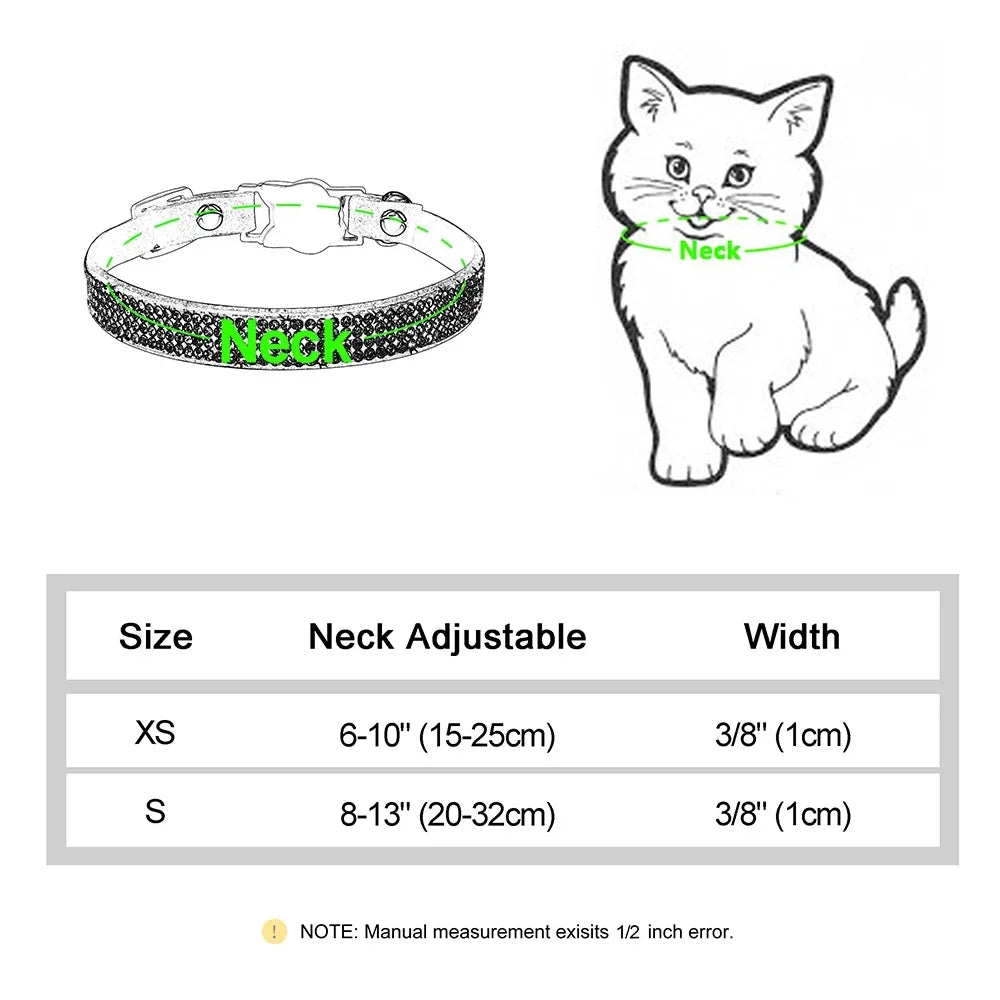 Soft Suede Cat Collar With Rhinestones And Bell Breakaway Adjustable