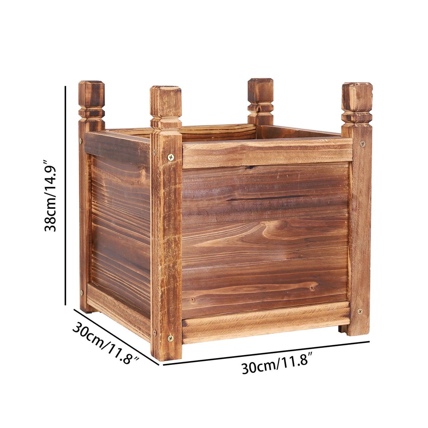 Wooden Raised Flower Bed Planter Box for Indoor Outdoor Gardens