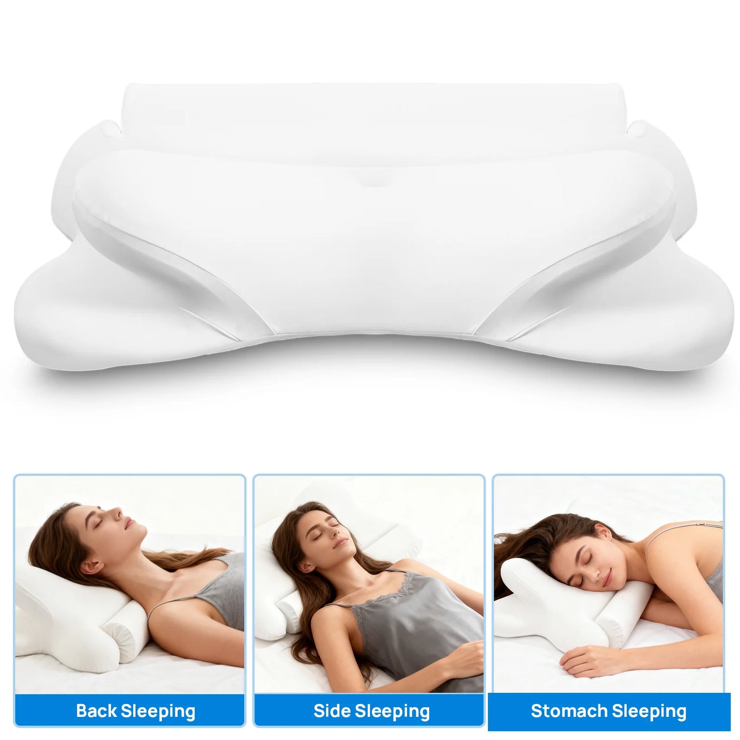 JHK Ergonomic Memory Foam Cervical Neck Pillow With Cooling Pillowcase