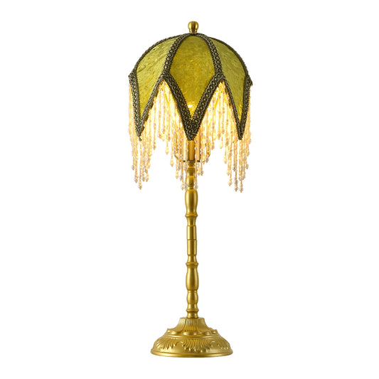 WELAISA Vintage Tasselled Beaded Shade Table Lamp Victorian