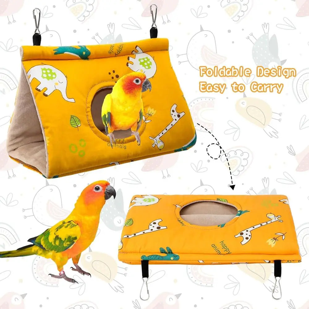 NONE Parrot Nest House Warm Plush Hanging Bed Shelter