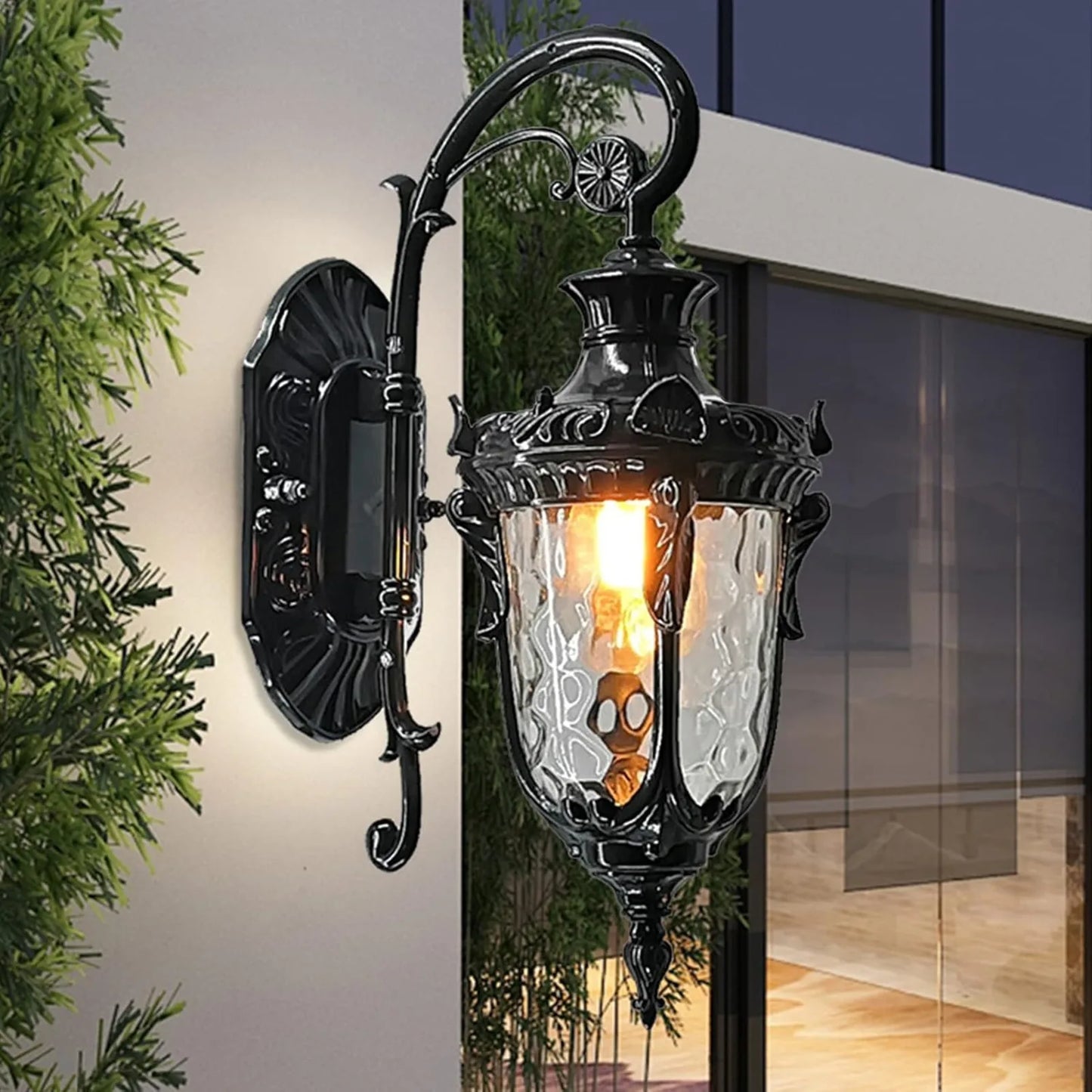 Bymaocar Waterproof Sconce Porch Lamp Wall Mount With Glass Shade