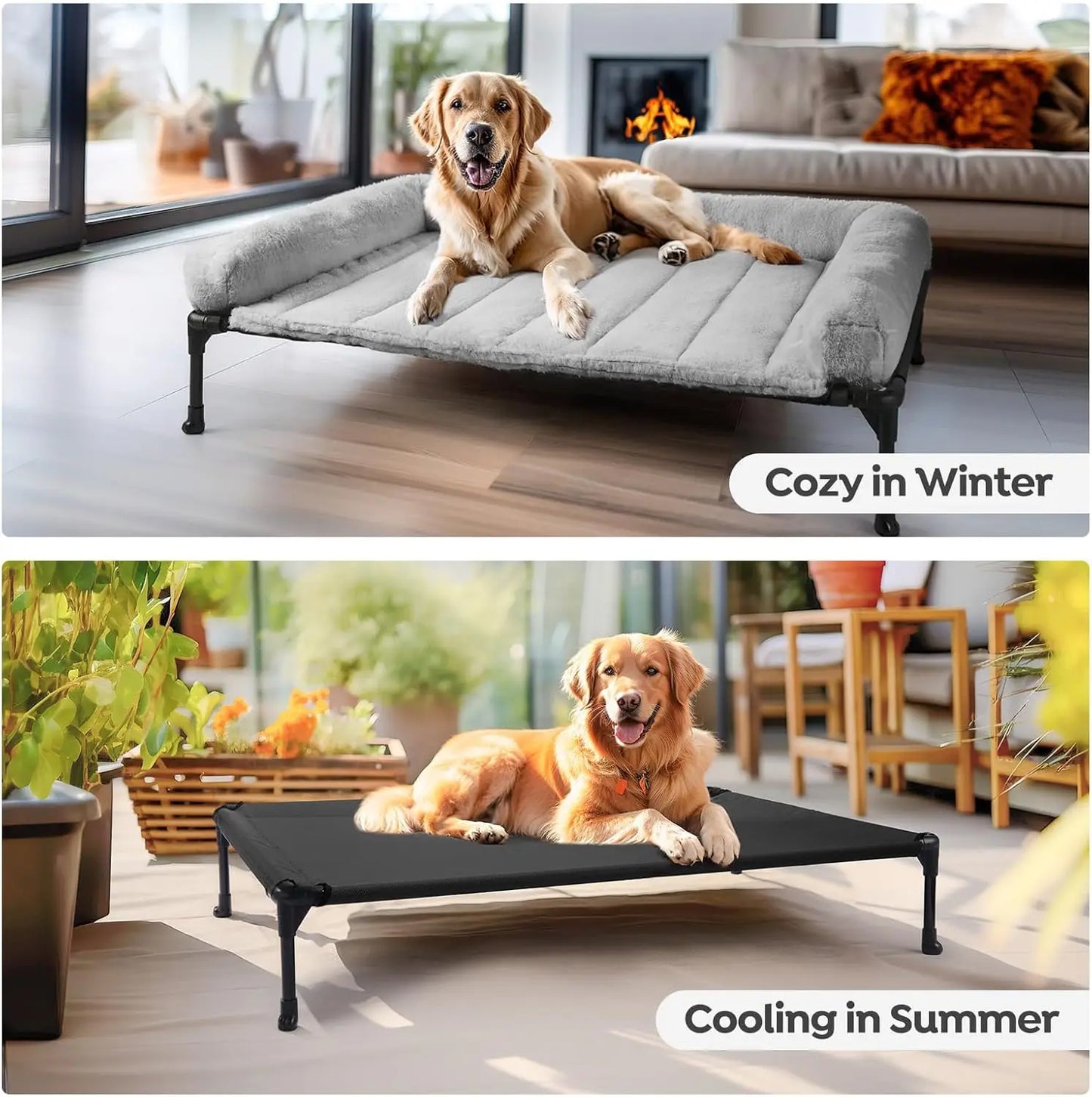 Elevated Orthopedic Dog Bed With Bolster And Non Slip Feet