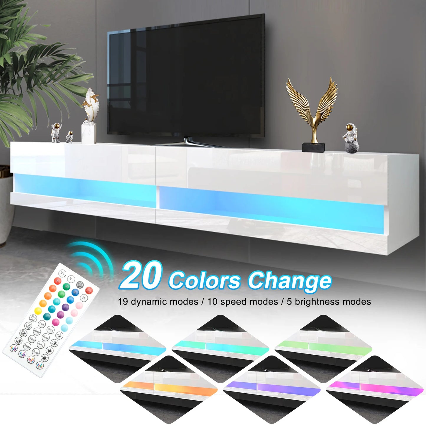 QiaoShiRen Floating TV Stand for Wall Mounted TV