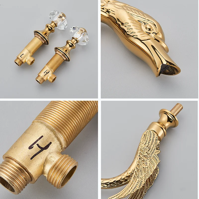 Ulgksd Swan Shape Bathroom Faucet With Crystal Handles Hot Cold