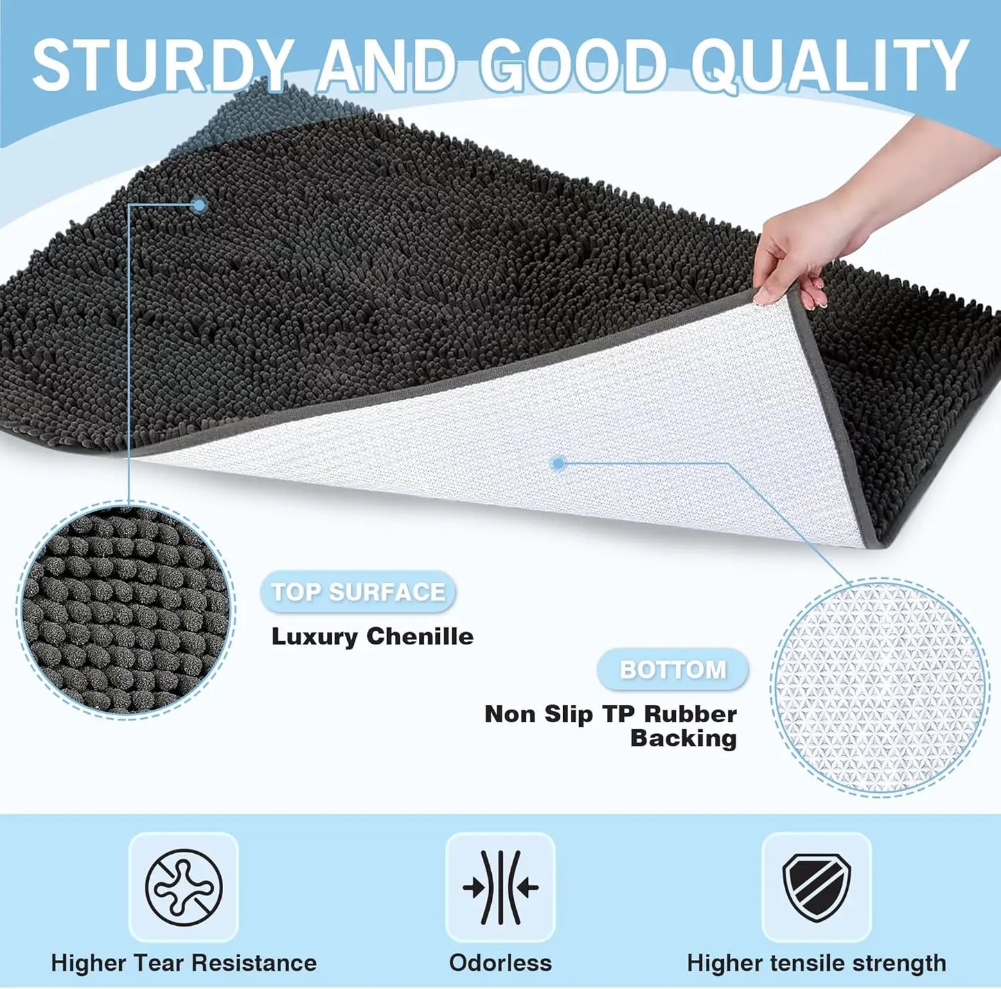 Large Absorbent Dog Door Mat for Muddy Paws, Quick Dry Non-Slip Chenille Rug, Machine Washable Indoor Entryway Floor Mat
