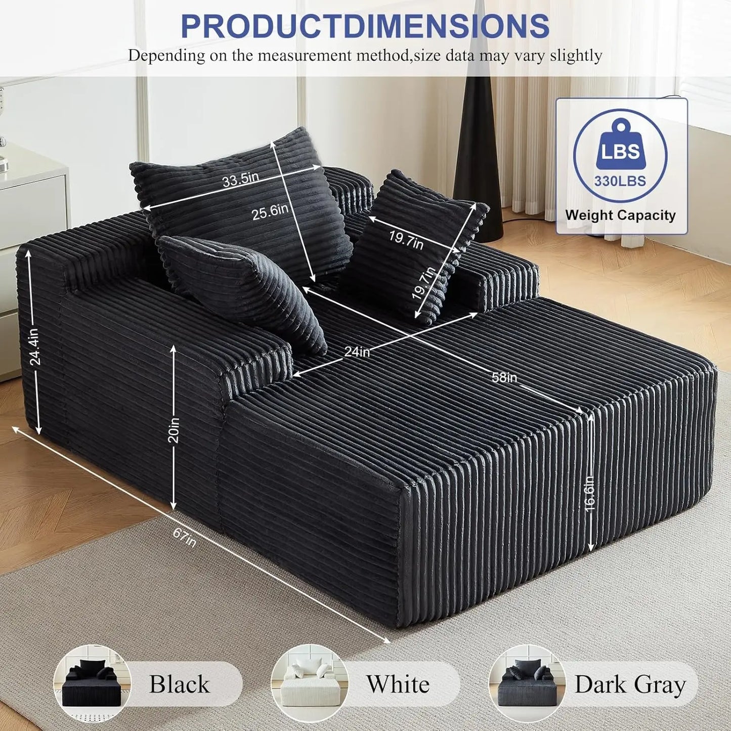 Corduroy Chaise Lounge Sofa Bed Sleeper Chair