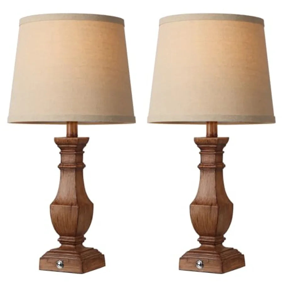 Dimmable Rustic Farmhouse Table Lamps Living Room Set Of 2
