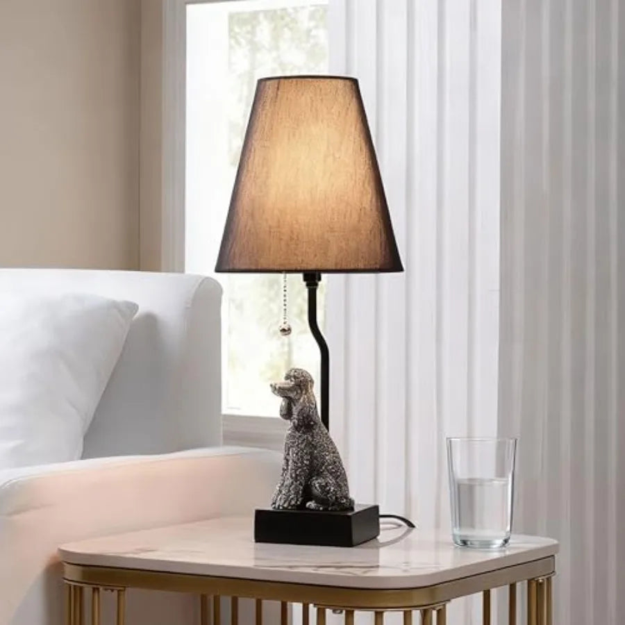 Portable Poodle Table Lamp With USB-C And USB-A Ports