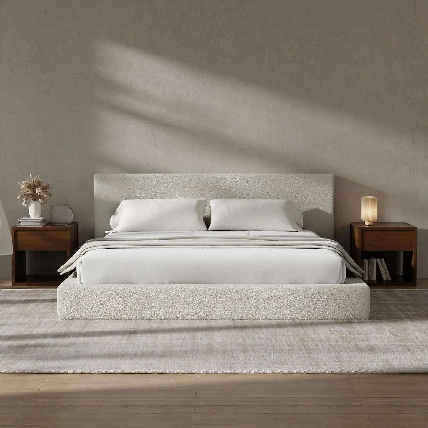 Cloud Upholstered Bed Frame With Headboard 5 Inch Foam Padding