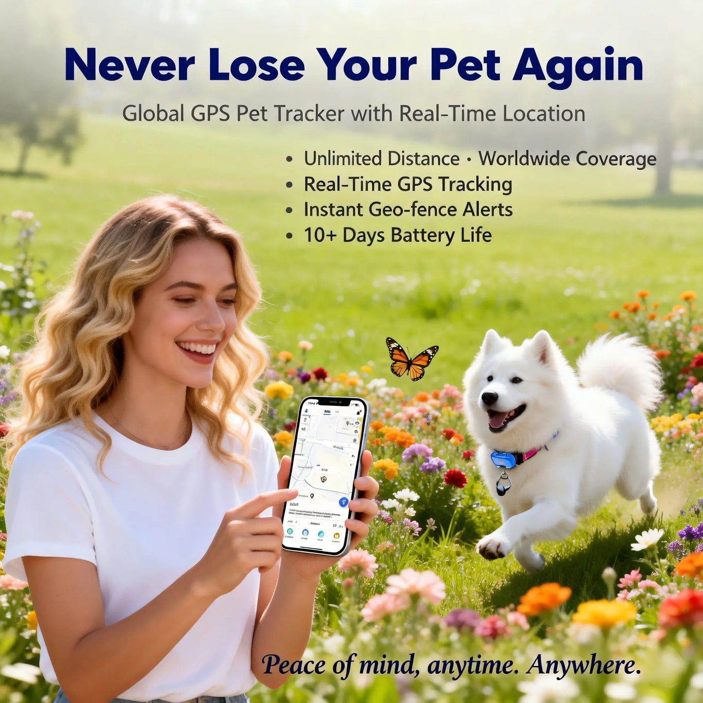 WANWAYTECH GPS Pet Tracker for Dogs and Cats Real Time