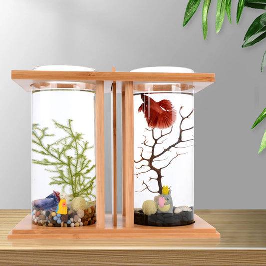Desktop Betta Aquarium Twin Glass Tank With Led Lighting