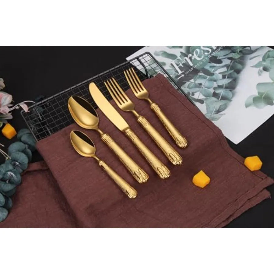 MDNG Gold Plated Flatware Set For Four Stainless Steel
