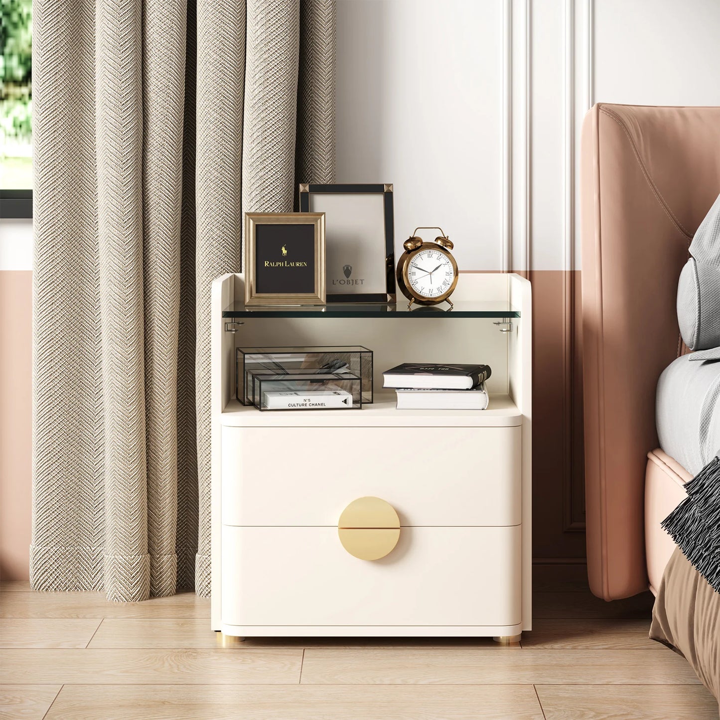 Tribesigns Nightstand 2 Drawer Modern Bedside Table Open Storage