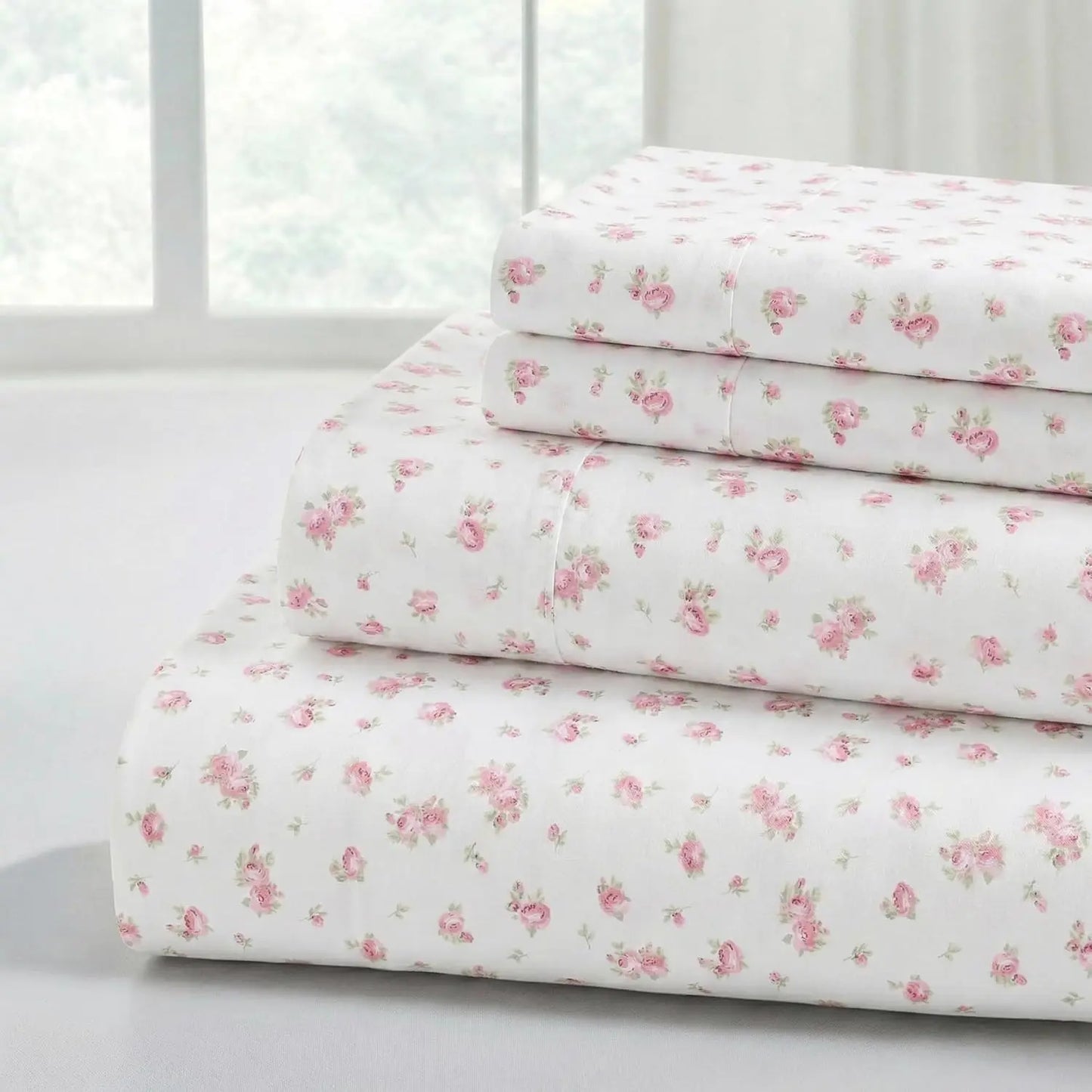 Silky Bamboo Fiber Bed Sheets Set With Flat And Fitted