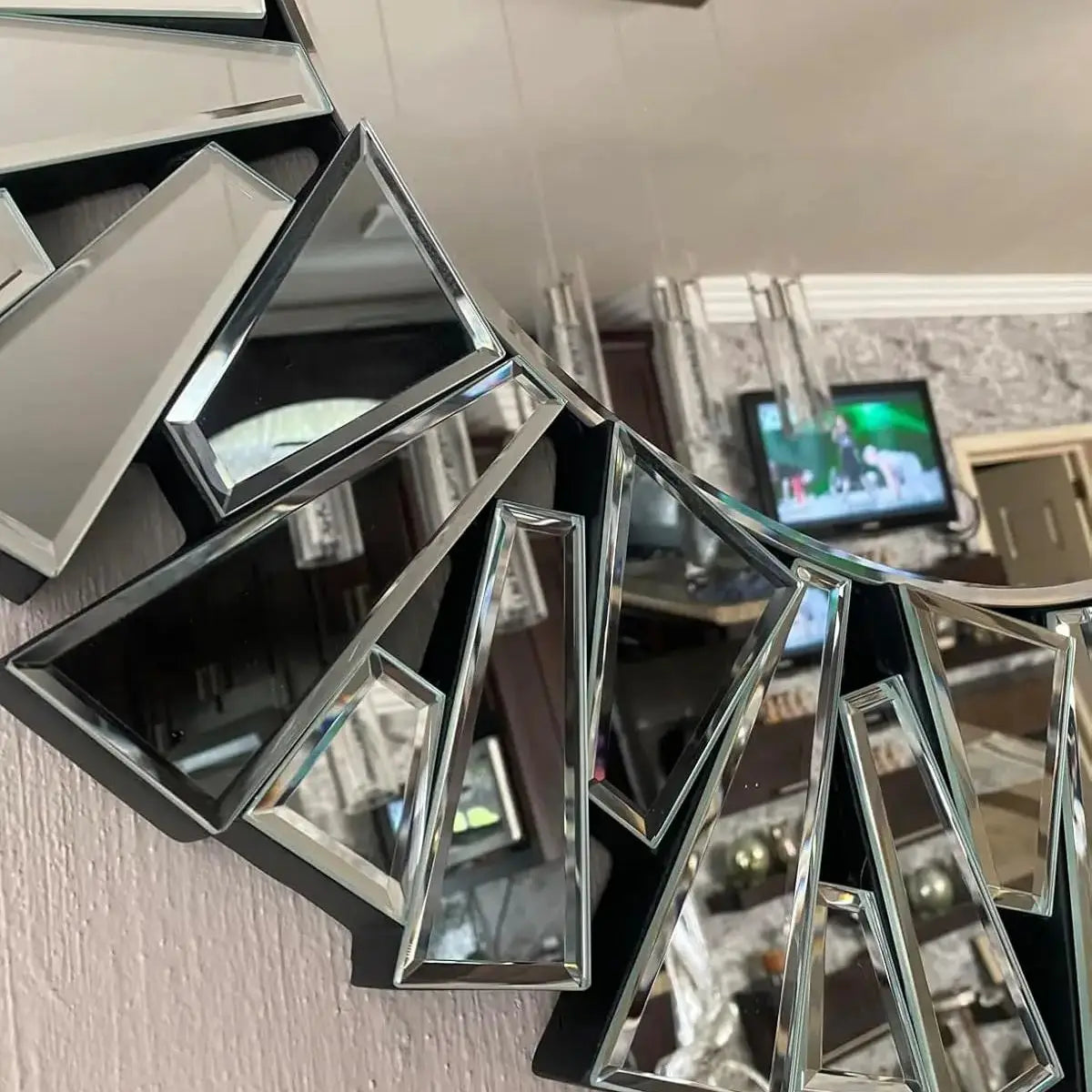 Sunburst Decorative Wall Mirror Round Beveled Glass Accent Bathroom