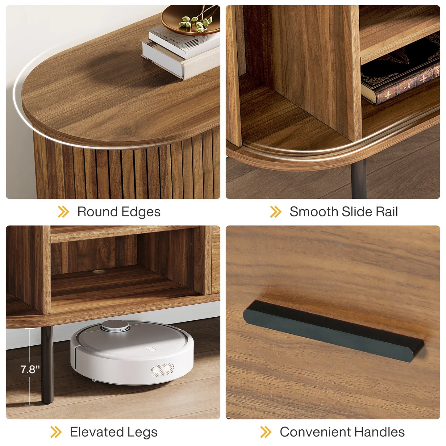 Tribesigns Mid Century Modern TV Stand With Sliding Tambour Door