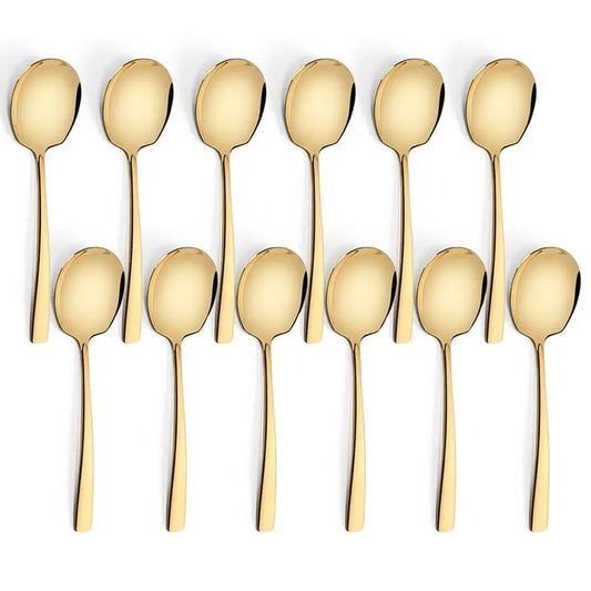 Stainless Steel Spoons Set, 12-Piece Buffet Serving Utensils