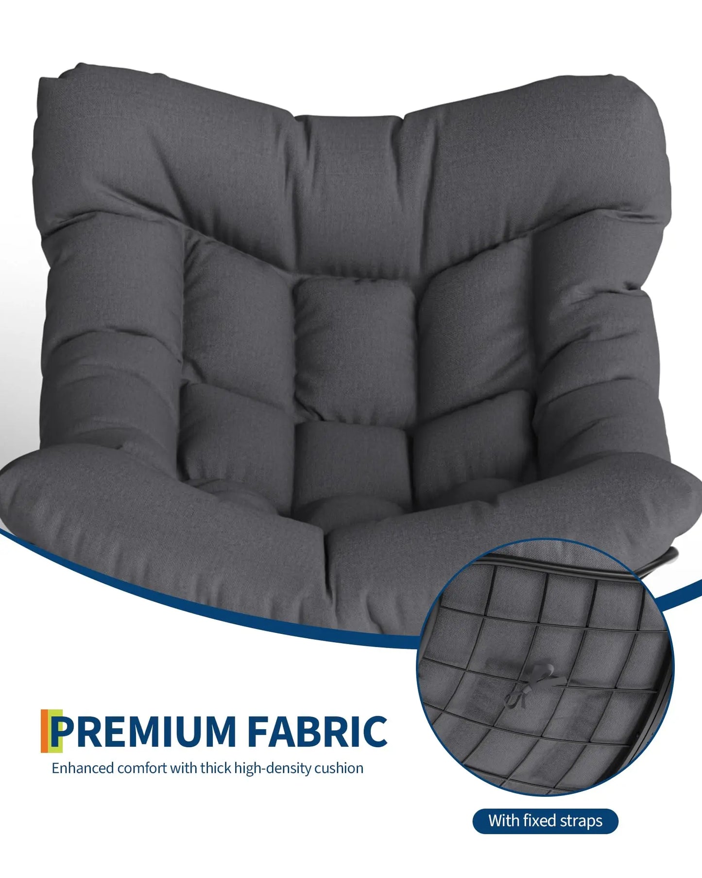 HiMISS Papasan Rocking Chair With Ottoman Outdoor Lounge