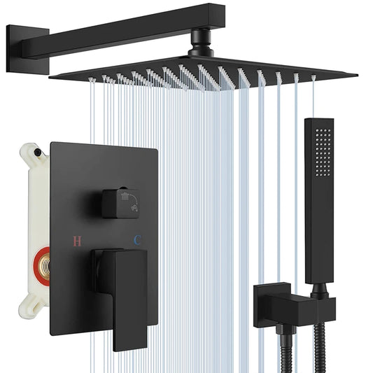Quyanre In Wall Concealed Digital Shower Faucet Set Tub Spout