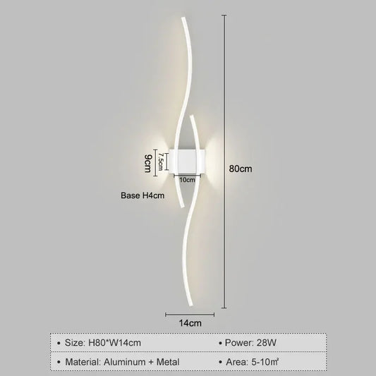 Nordic LED Wall Light Sconce For Bedroom Indoor Aluminum