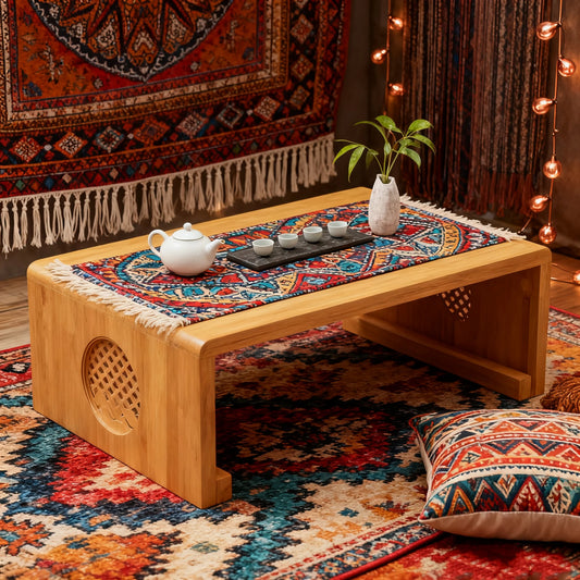 Foldable Low Floor Table Wooden Japanese Style Tea Table