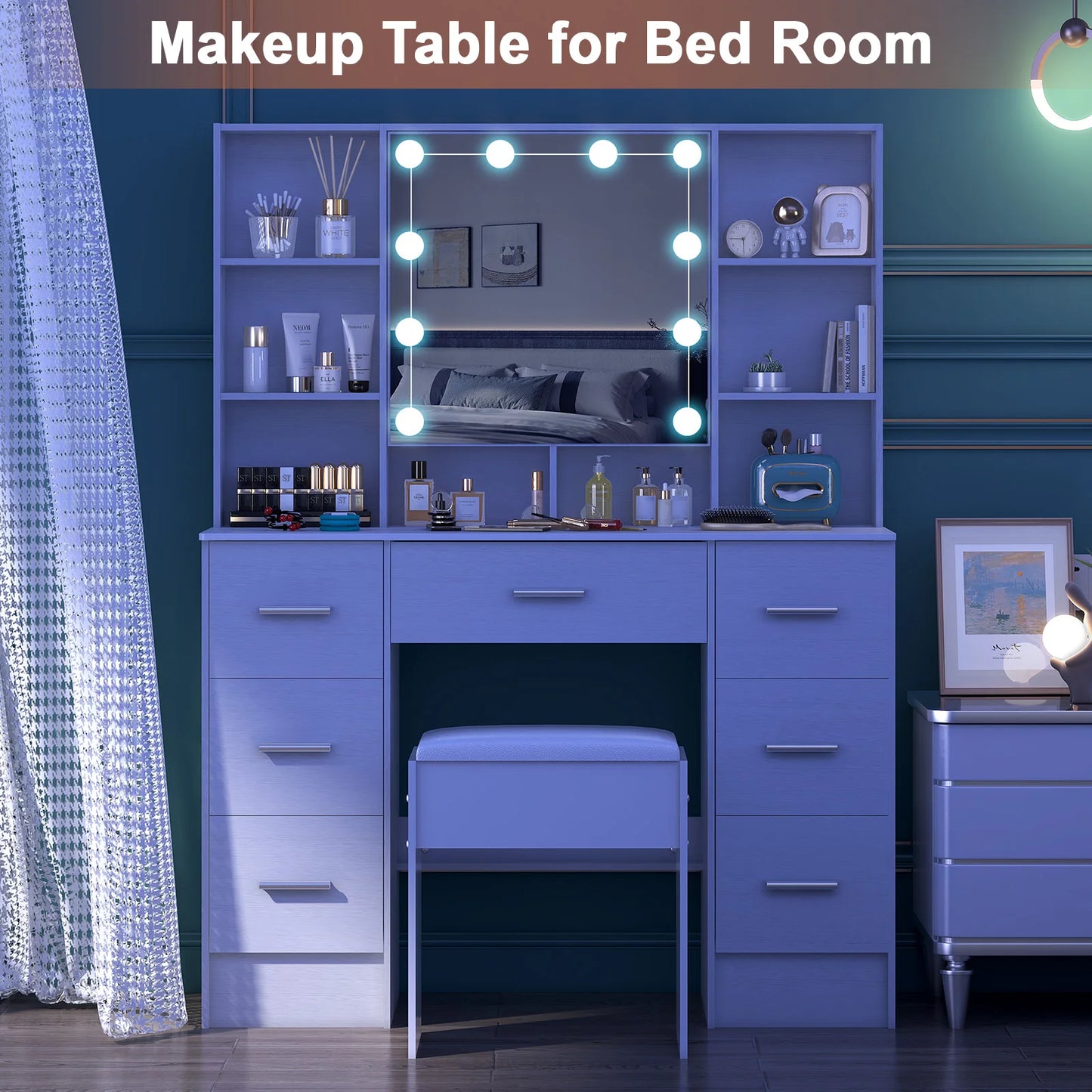 Onesaimei Minimalist Natural Wood Vanity With Lighted Mirror And Storage
