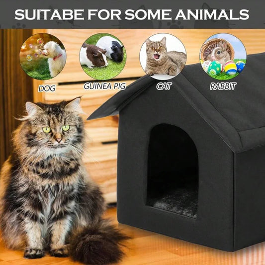 Waterproof Outdoor Cat House With Plush Lining For Stray Cats