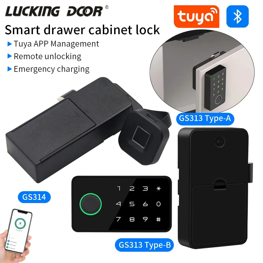 Lucking Door Tuya Smart Fingerprint Cabinet Lock For Furniture