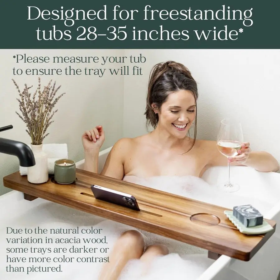 Acacia Wood Luxury Bathtub Tray for Freestanding Bath