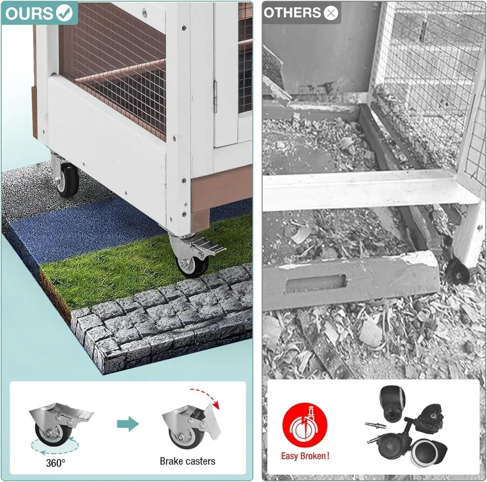 Rabbit Hutch Indoor Bunny House Guinea Pig Cage With Trays