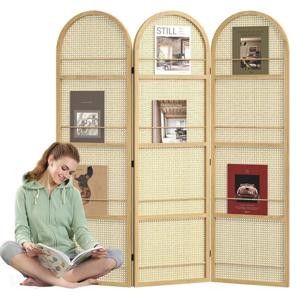 Room Divider With Builtin Bookshelf Foldable Privacy Screen Portable Partition