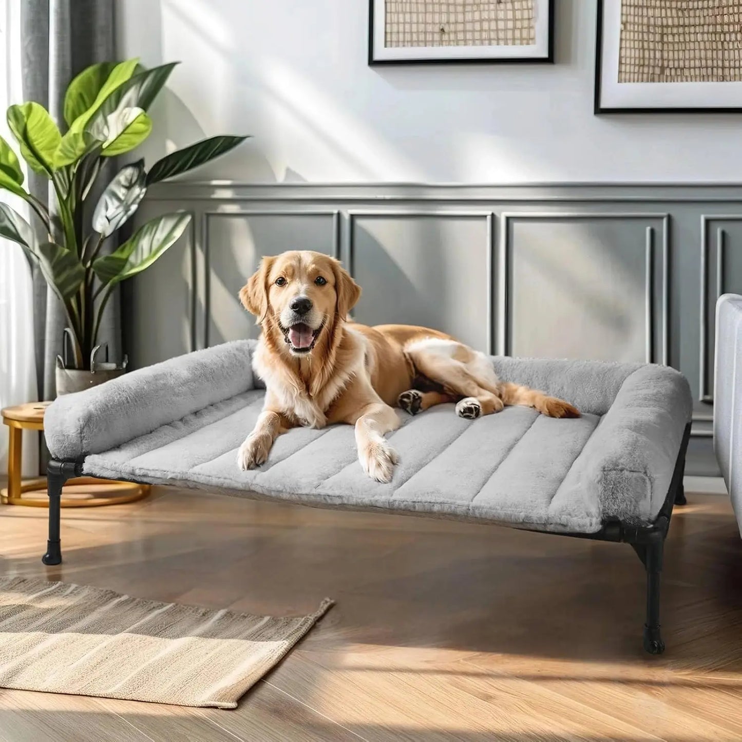Elevated Orthopedic Dog Bed With Bolster And Non Slip Feet