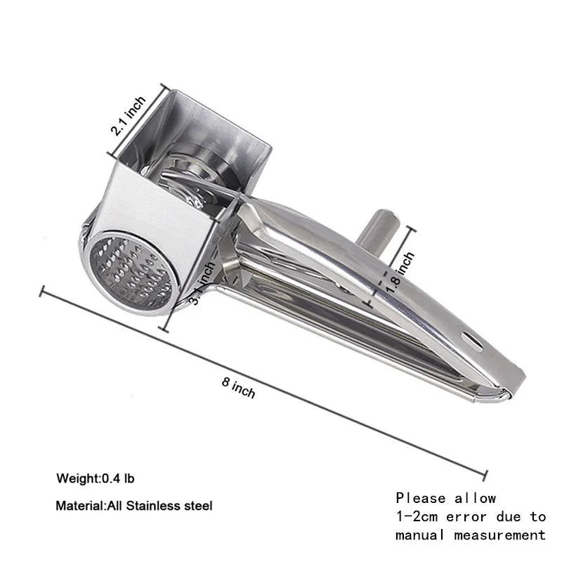 LMETJMA Rotary Cheese Grater 3 Drums Stainless Steel Slicer KC0003